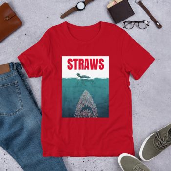 Straws Jaws Turtle Parody Unisex T Shirt