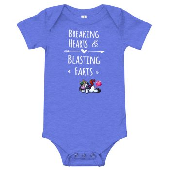 Funny Unicorn Breaking Hearts and Blasting Farts Cute Baby Onesie