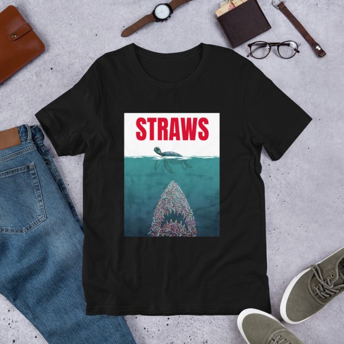 Straws Jaws Turtle Parody Unisex T Shirt