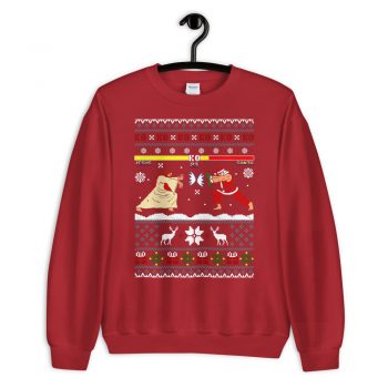 Jesus Vs Santa Funny Street Fighter Ugly Christmas Sweatshirt