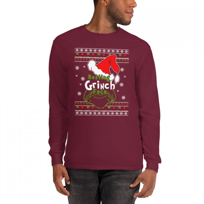 Cheap Resting Grinch Face Ugly Long Sleeve T-Shirt