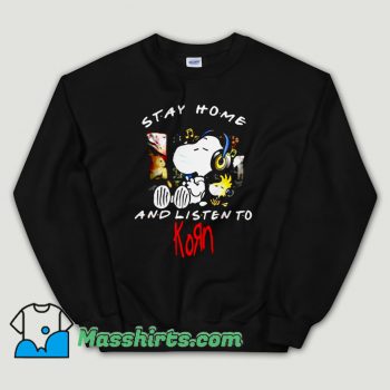 Cheap Snoopy Mask Stay Home And Listen To Korn Unisex Sweatshirt