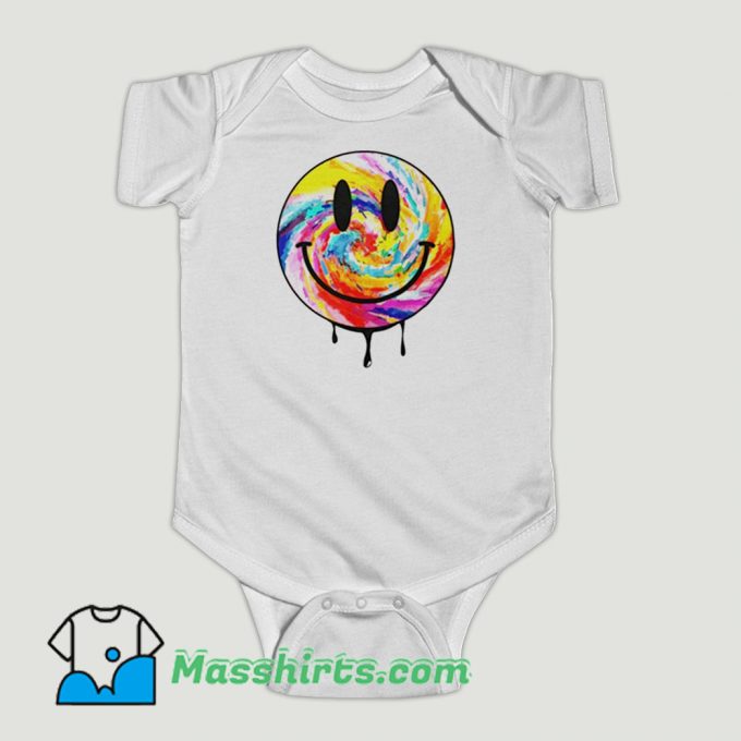 Funny Acid Dripping Smiley Face Tie Dye Baby Onesie