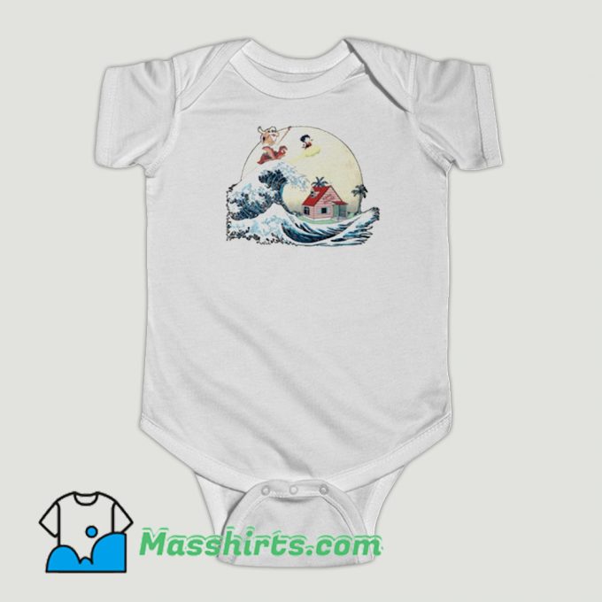 Funny GOKU AND MASTER ROSHI RIDE THE WAVE Baby Onesie
