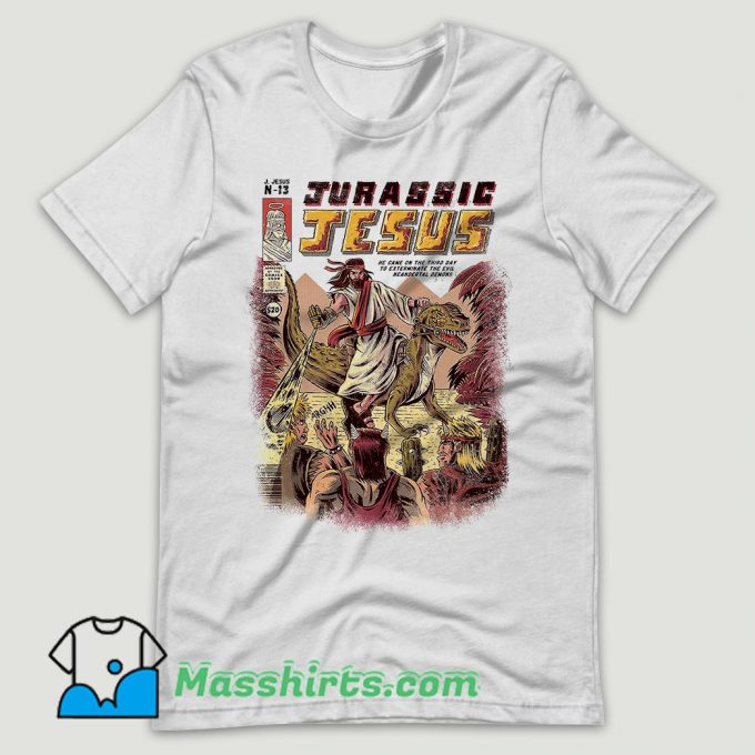Funny Jurassic Jesus T Shirt Design
