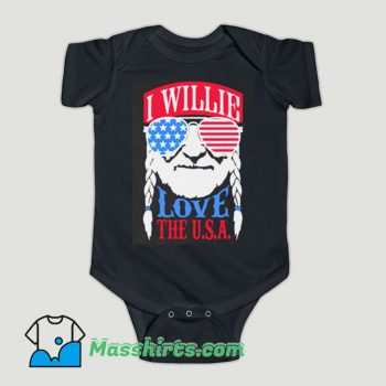 Funny Willie Nelson Love The USA Baby Onesie