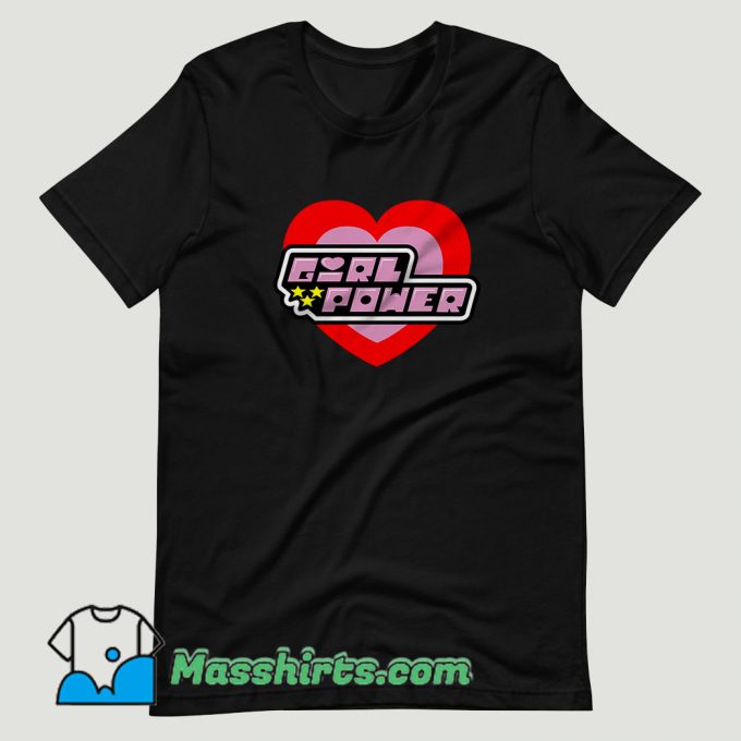 Power Puff Girl Saying Girl Power Cartoon T Shirt Design