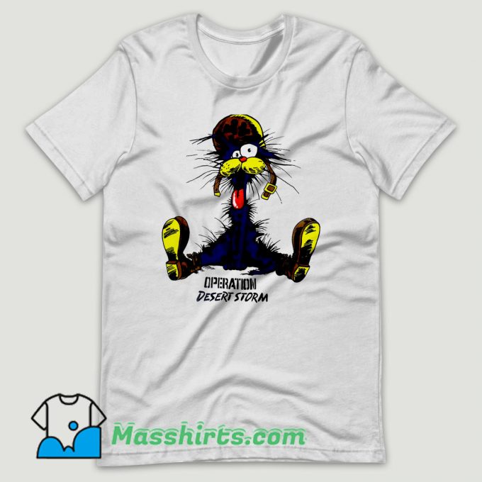 The Cat Operation Desert Storm Cartoon T Shirt Design