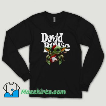 Baby Yoda Hug Guitar David Bowie Long Sleeve Shirt