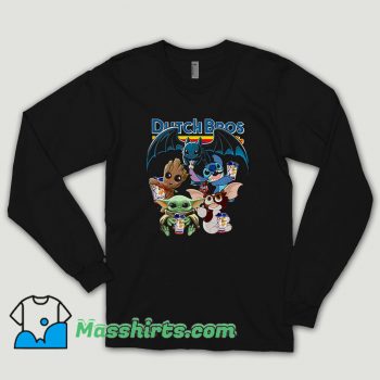 Dutch Bros Coffee Baby Yoda Groot Stitch Toothless And Gizmo Long Sleeve Shirt