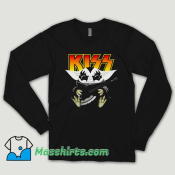 Hot Baby Yoda Hug Kiss Guitar Long Sleeve Shirt