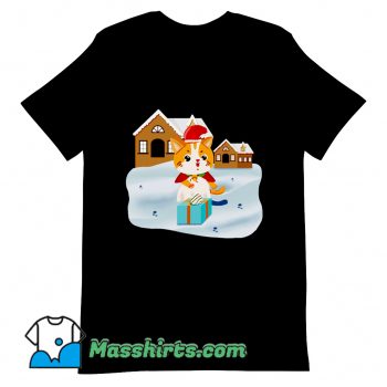 Christmas Night Cute Cat T Shirt Design