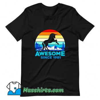 Vintage Unicorn Awesome Since 1981 Graphic T Shirt Design