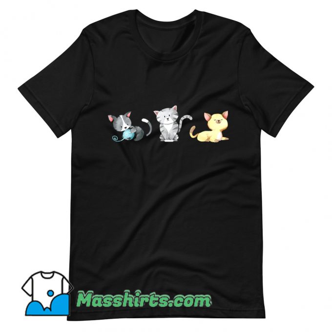 Classic 3 Cute Kittens Are Playing T Shirt Design
