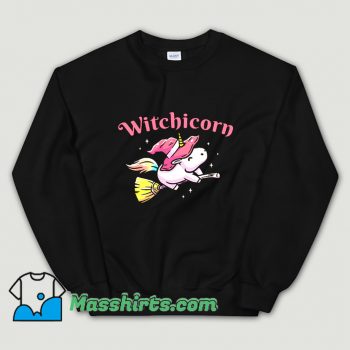 Cool Witchicorn Flying Using A Magic Broom Sweatshirt