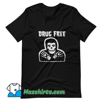 Skull Drug Free Retro 80s T Shirt Design