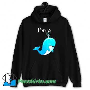 Cheap I Am A Whale Cartoon Blue Hoodie Streetwear