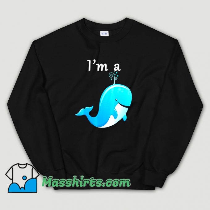 I Am A Whale Cartoon Blue Sweatshirt