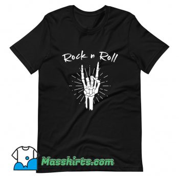 Awesome Rock N Roll Skeleton Hand Horns T Shirt Design