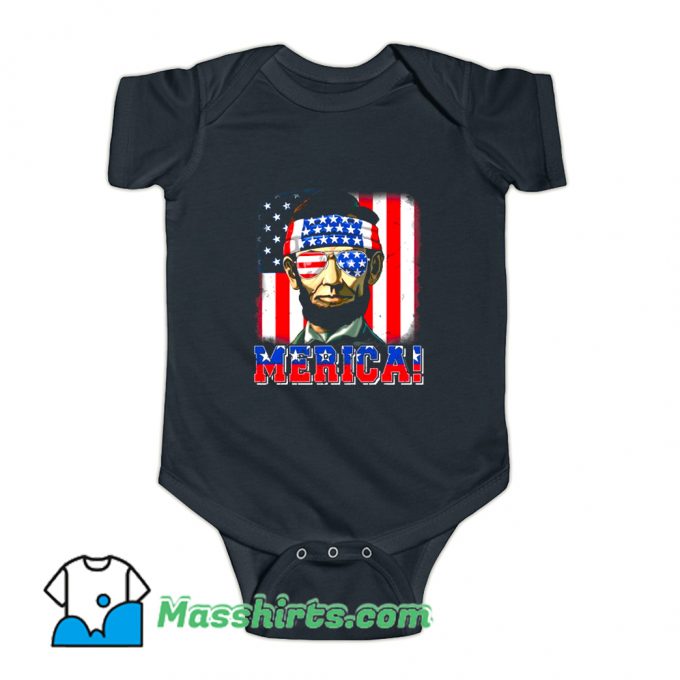 Merica Abe Lincoln 4Th Of July Baby Onesie