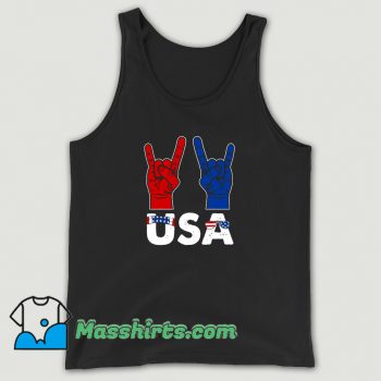 Rock And Roll Patriotic American Flag 4Th Of July Tank Top