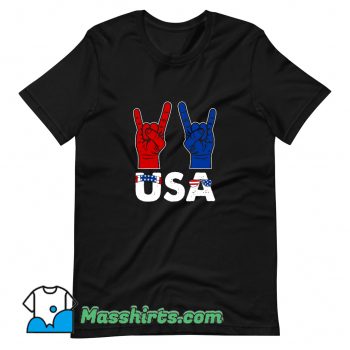 Rock And Roll Patriotic American Flag Classic T Shirt Design