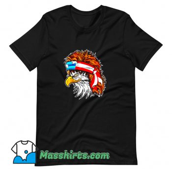 Rocker Hair Eagle American Flag 80s Vintage T Shirt Design