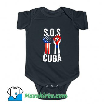 Sos Cuba And American Flag Baby Onesie