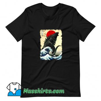 Vintage Godzilla and The Wave T Shirt Design