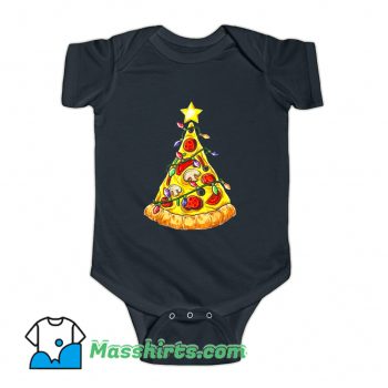 Pizza Christmas Tree Lights Baby Onesie