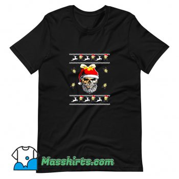 Bearded Skull With Santa Hat Ugly Christmas T Shirt Design