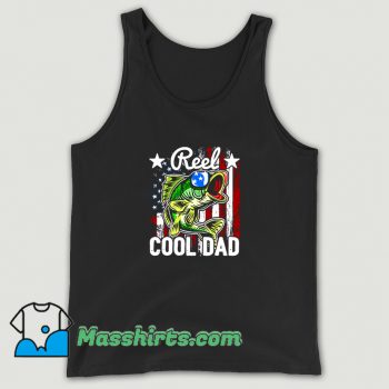 Funny Reel Cool Dad Fishing American Flag Tank Top