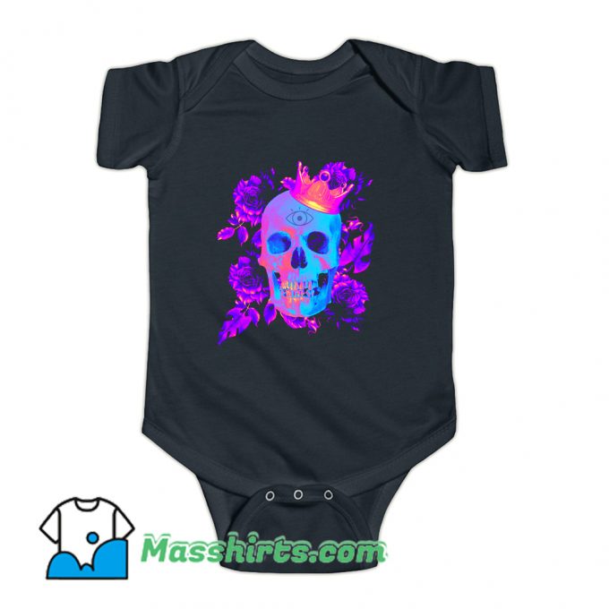 Skull Purple Flower Baby Onesie