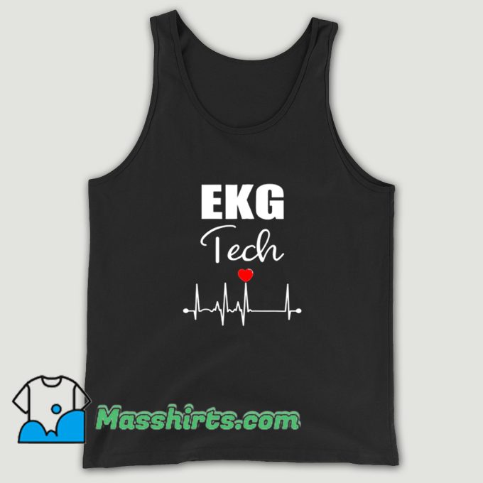 Funny Ekg Tech Heartbeat Heart Tank Top