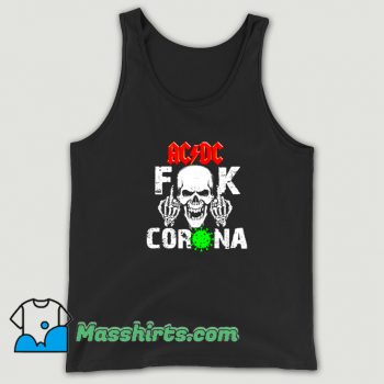 ACDC Fuck Corona Middle Finger Skull Tank Top