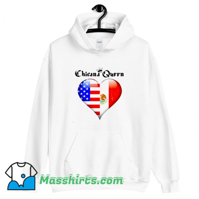 Chicana Queen Mexican American Flag Heart Hoodie Streetwear