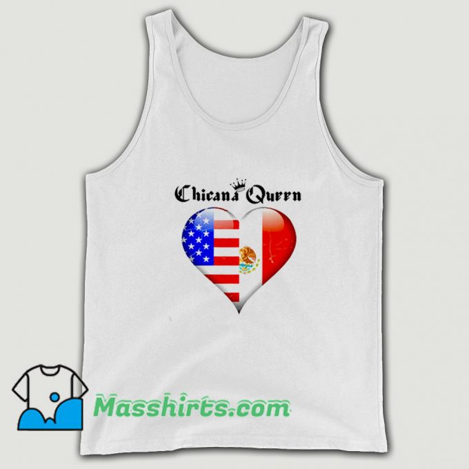 Chicana Queen Mexican American Flag Heart Tank Top