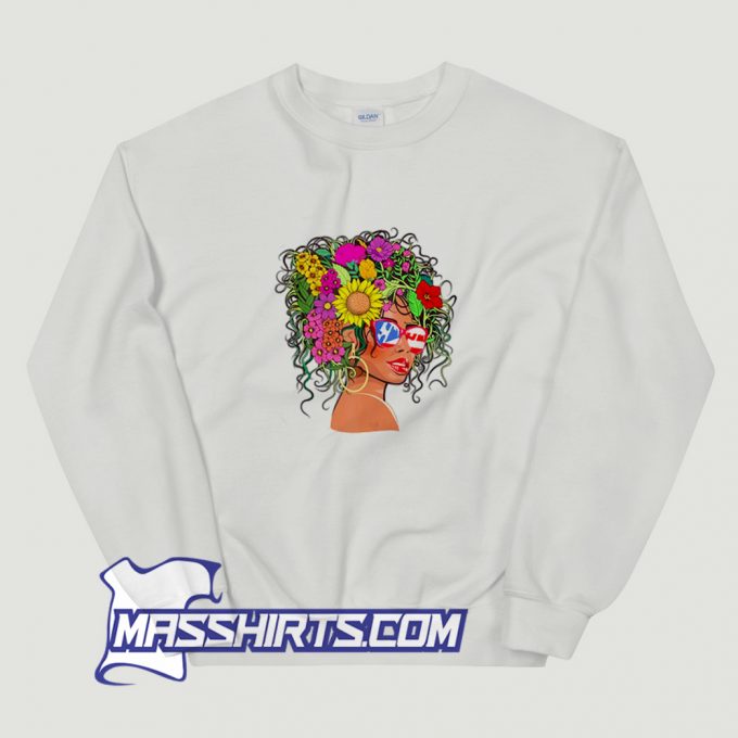 Cool Flower Afro Hair Puerto Rico Sweatshirt