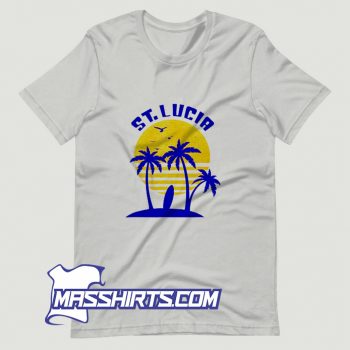 Vintage St Lucia Beach Surfing T Shirt Design