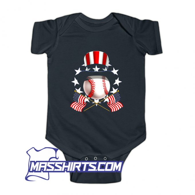 American Baseball Uncle Sam Hat Baby Onesie
