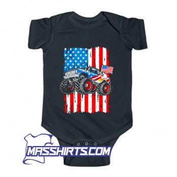 Monster Truck Usa Flag Patriotic Boys Baby Onesie