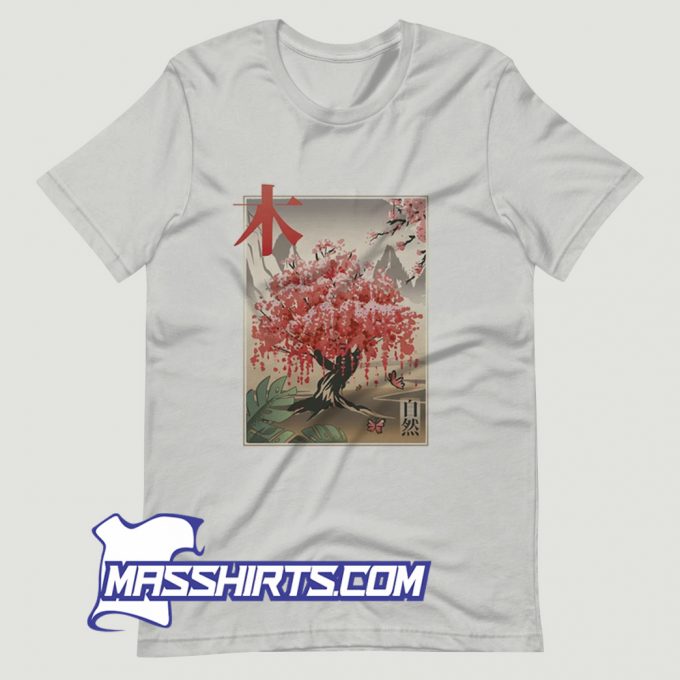 Cute Japanese Sakura Tree T Shirt Design