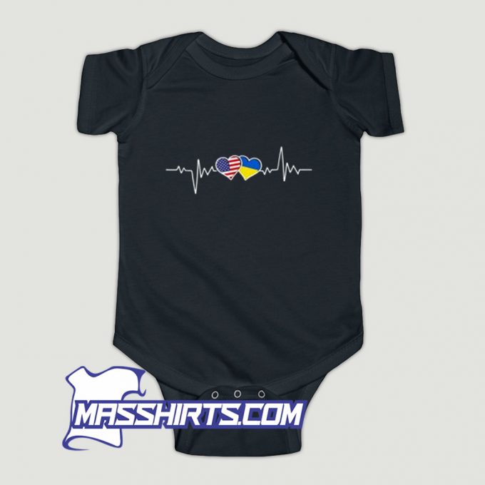New Ukrainian USA Heartbeat Baby Onesie