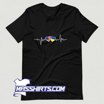 Ukrainian USA Heartbeat T Shirt Design