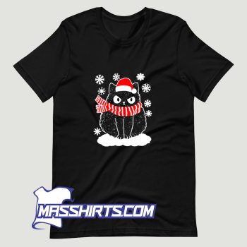 Black Cat Xmas Christmas Snowflake T Shirt Design