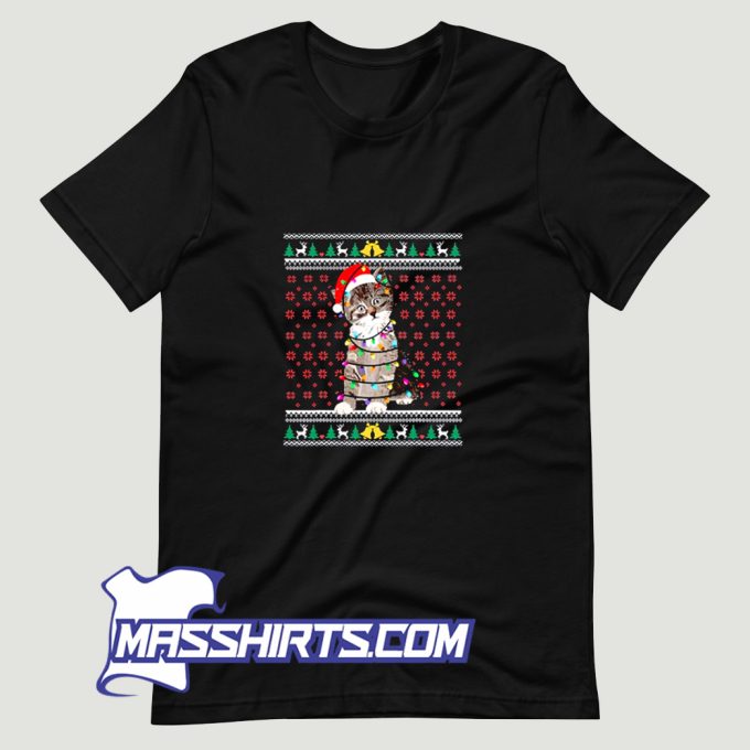 New Cat Light Ugly Christmas T Shirt Design