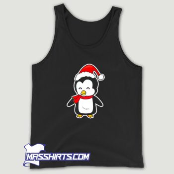 Penguin Christmas Santa Hat Tank Top