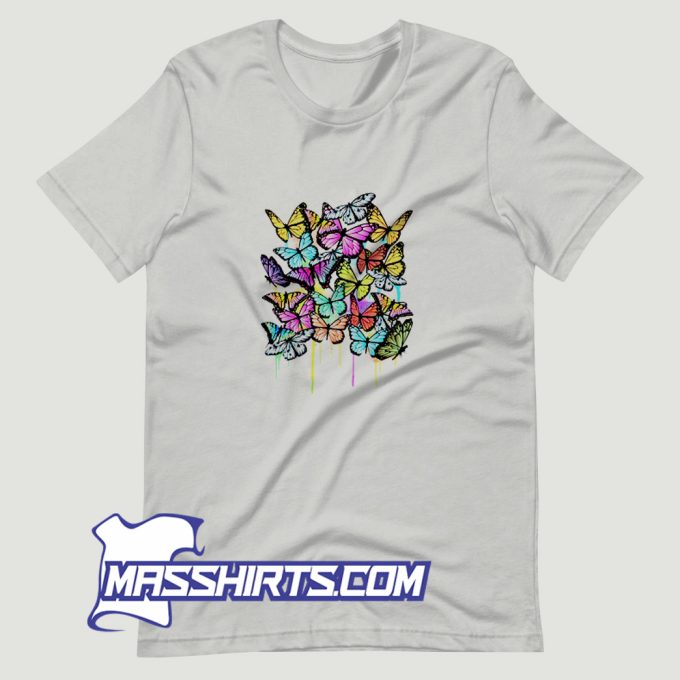 I Cute Rainbow Butterflies T Shirt Design
