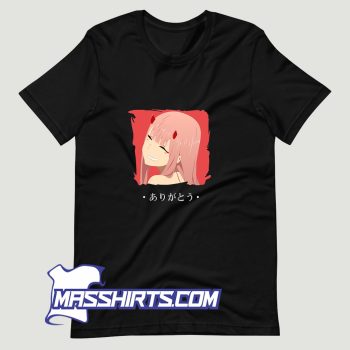 Zero Two from Darling in The Franxx Arigatou T Shirt Design